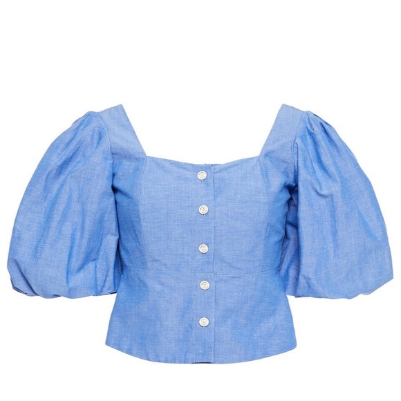 Sandro Chambray Puff-Sleeve Too - Picture 9 of 10